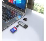 AISENS Lector De Tarjetas SD, Micro SD, MMC, Rs-MMC, MMC Micro, USB-A y USB-C, Gris