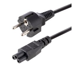 StarTech.com Cable de 3m de Alimentación de Repuesto para Ordenador Portátil, EU Schuko a C5, 2,5A 250V, 18AWG, para Cargador de Portátiles, Hoja de Trébol/Mickey Mouse