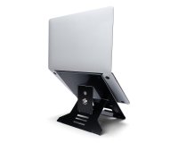 R-Go Tools Soporte para portátil R-Go Riser Document, soporte ergonómico, plegable y ajustable con portadocumentos, negro