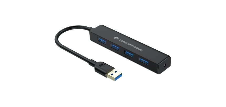 Conceptronic C4PUSB3 hub de interfaz USB 3.2 Gen 1 (3.1 Gen 1) Type-A 5000 Mbit/s Negro