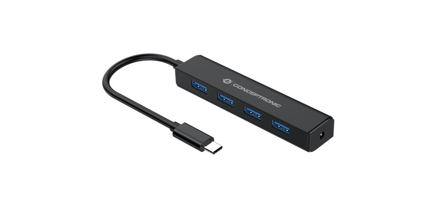 Conceptronic CTC4USB3 hub de interfaz USB 3.2 Gen 1 (3.1 Gen 1) Type-C 5000 Mbit/s Negro