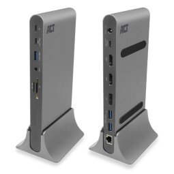 ACT AC7047 laptop dock & poortreplicator Bedraad USB 3.2 Gen 1 (3.1 Gen 1) Type-C Grijs