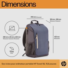 HP Sac à dos pour ordinateur portable Travel 18 litres 15,6 pouces, gris fer