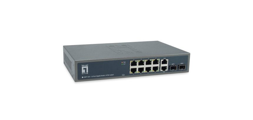 LevelOne GEP-1221 network switch Unmanaged Gigabit Ethernet (10/100/1000) Power over Ethernet (PoE) Black