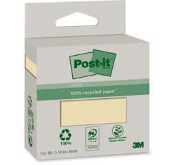 Bloc notes post-it recycled canary yellow  6820r-2y 2     blocs de 100 feuilles 76x76mm mono color