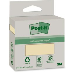 Bloc notes post-it recycled canary yellow  6820r-2y 2     blocs de 100 feuilles 76x76mm mono color