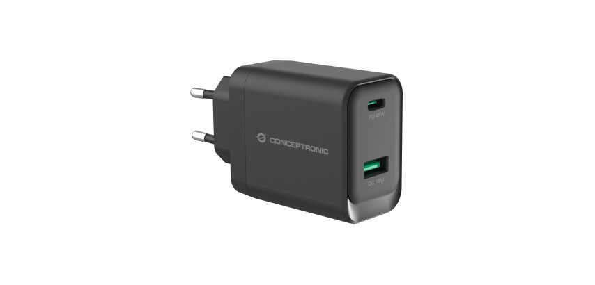 Conceptronic ALTHEA20B45 Caricabatterie per dispositivi mobili Universale Nero AC Ricarica rapida Interno