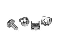 StarTech.com Lot de 20 Vis M6 de 12mm, Écrous Cage à Trous Carrés et Outil de Montage, Kit de Fixation pour Baies de Serveurs, Armoires et Boîtiers de 19" ou 10", Argent - TAA