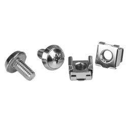 StarTech.com Lot de 20 Vis M6 de 12mm, Écrous Cage à Trous Carrés et Outil de Montage, Kit de Fixation pour Baies de Serveurs, Armoires et Boîtiers de 19" ou 10", Argent - TAA