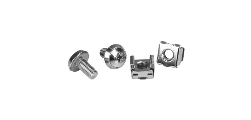 StarTech.com Lot de 20 Vis M6 de 12mm, Écrous Cage à Trous Carrés et Outil de Montage, Kit de Fixation pour Baies de Serveurs, Armoires et Boîtiers de 19" ou 10", Argent - TAA