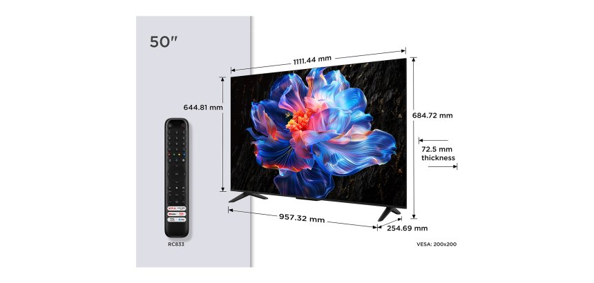 TCL TV LED 4K 126 cm 50P6K 4K HDR avec Google TV 2025