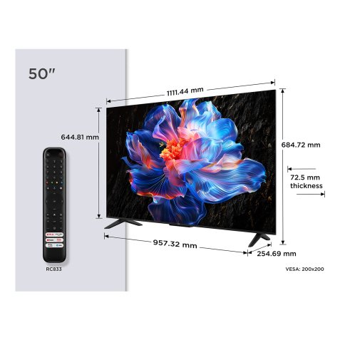 TCL TV LED 4K 126 cm 50P6K 4K HDR avec Google TV 2025