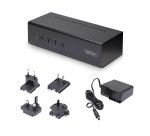 StarTech.com Switch KVM 4 Ports DisplayPort pour Deux Moniteurs, KVM 4K 60Hz, 2 Ports USB 5Gbps, 2 Ports USB 2.0 HID, Commutateur KVM avec Commutation par Touches et Boutons, Conforme TAA - Audio 3,5 mm, HDCP