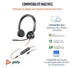 HP Poly Micro-casque Poly Blackwire 3325 stéréo USB-C + connexion 3,5 mm + adaptateur USB-C/A