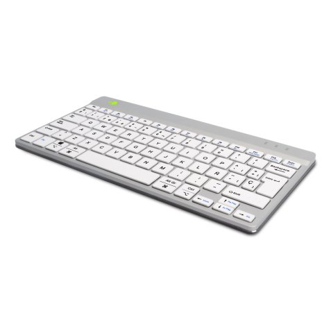R-Go Tools Teclado ergonómico R-Go Compact Break, teclado compacto con software de pausa, QWERTY (ES), bluetooth, blanco