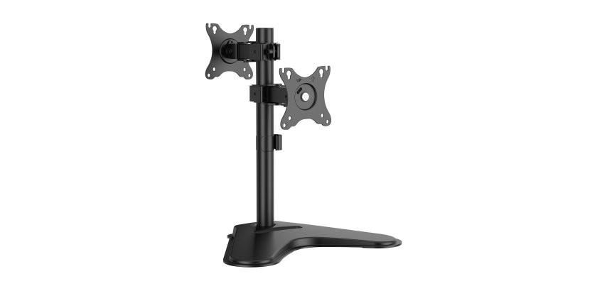 AISENS Soporte de Mesa Eco Inclinable y Rotable para 2 Monitores/POS 8kg de 17"-32", Negro