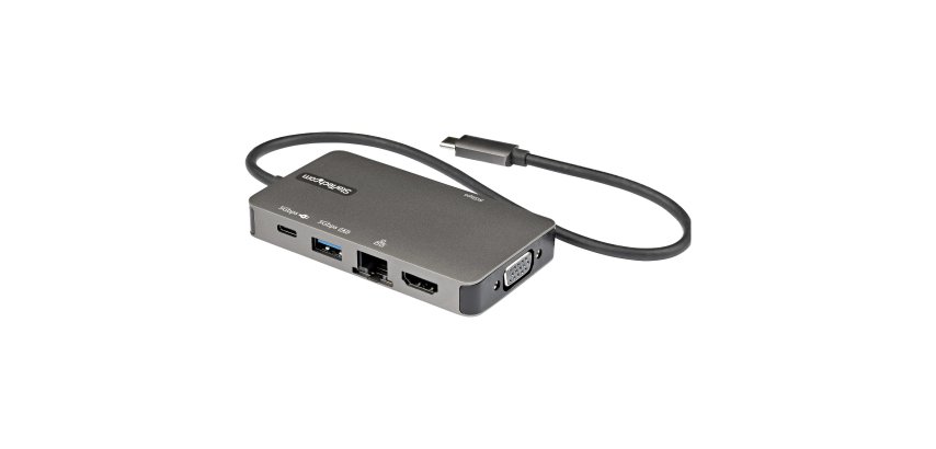 StarTech.com Adattatore multiporta USB-C a HDMI 4K 30 Hz o VGA 1080p - Convertitore USB C con HUB USB a 3 porte e 100W Power Delivery - GbE - Cavo integrato da 12 cm
