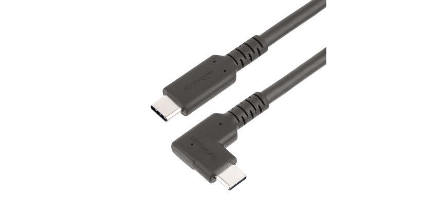 StarTech.com Câble USB-C de 2m, Coudé à Droite, USB 5Gbps, 100W (5A) Power Delivery, 4K 60Hz DP Alt Mode, Cordon USB C Robuste - Compatible Thunderbolt