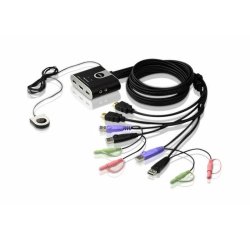 ATEN Switch KVM cavo USB HDMI/audio a 2 porte con selettore porta remota