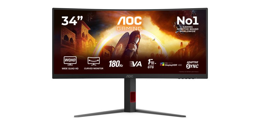 AOC G4 CU34G4CA Monitor PC 86,4 cm (34") 3440 x 1440 Pixel Wide Quad HD Nero, Rosso