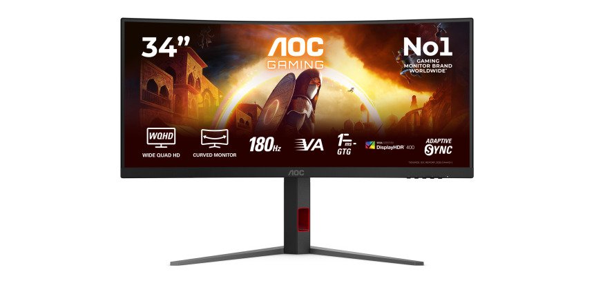 AOC G4 CU34G4CA écran plat de PC 86,4 cm (34") 3440 x 1440 pixels Wide Quad HD Noir, Rouge