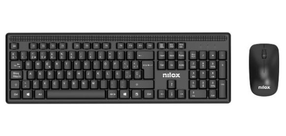 Nilox NXKMWE011 teclado Ratón incluido Oficina RF inalámbrico Español Negro