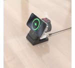 AISENS Cargador Inalambrico USB-C 4 en 1 De 15W Para Movil, Apple Watch, Auriculares Con Estuche De Carga, Negro
