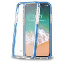 Celly HEXAGON900LB custodia per cellulare 14,7 cm (5.8") Cover a guscio Blu, Trasparente