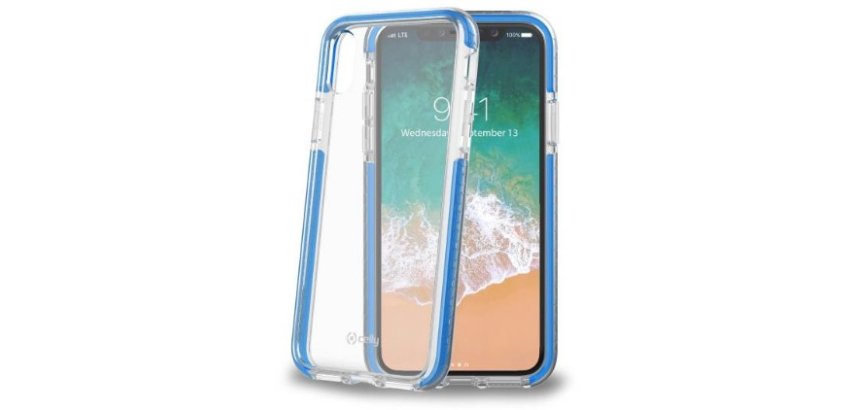 Celly HEXAGON900LB custodia per cellulare 14,7 cm (5.8") Cover a guscio Blu, Trasparente