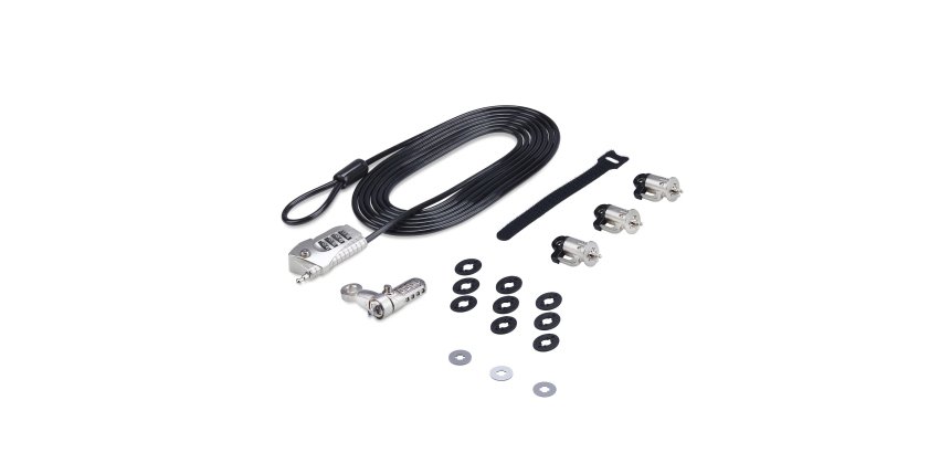 StarTech.com Kit de Verrouillage pour Ordinateur Portable/de Bureau et Périphériques, Verrou/Serrure Antivol, K-Slot, Câble en Acier de 3m, 3x Unités, Cadenas à 4 Chiffres Réinitialisable par l'Utilisateur
