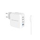 Conceptronic 4-Port 100W GaN USB PD Charger with USB-C Charging Cable, USB-C x 3, USB-A x 1, QC 3.0, PPS