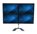 StarTech.com Desktop Quad Monitor Stand - Ergonomic VESA 4 Monitor Arm (2x2) up to 32" (17.6lb/8kg) - Free Standing Articulating Universal Pole Mount - Height Adjustable/Tilt/Swivel/Rotate - Silver