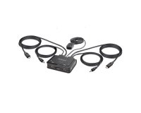 StarTech.com Switch KVM à Câble Hybride USB-C DisplayPort à 2 Ports, 4K 60Hz - Commutateur KVM avec Câbles hôtes intégrés USB-C/DisplayPort/Audio de 1,2m - Switch KVM USB-C Alimenté par Bus, Commutation à distance
