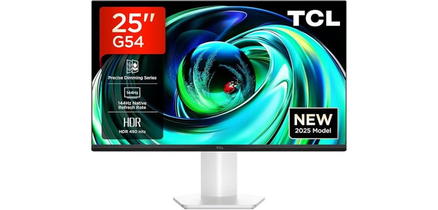 TCL 25G54 Mini-LED Monitor 25", risoluzione Full HD, 144Hz, pannello IPS, 450 nits, VESA Display HDR 400, DCI-P3 ampia gamma di colori al 93%, TÜV Rheinland senza sfarfallio e luce blu bassa