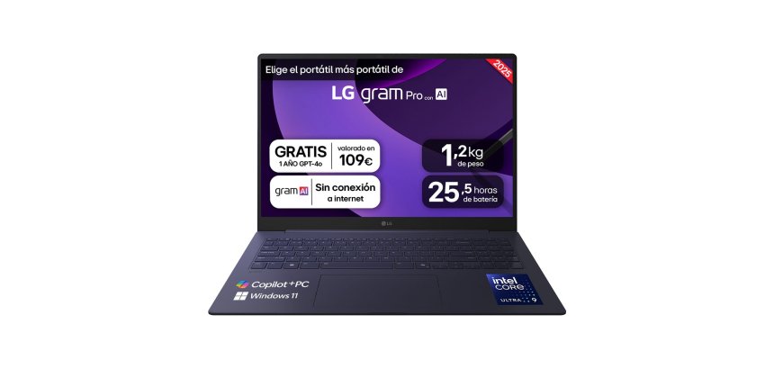 LG Gram Pro 16Z90TS-G.AU99B ordenador portatil Copilot+ PC Intel Core Ultra 9 288V Portátil 40,6 cm (16") 2.5K 32 GB LPDDR5x-SDRAM 1 TB SSD Wi-Fi 7 (802.11be) Windows 11 Home Gris