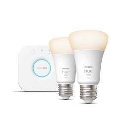 Philips Hue White Starter Kit Bridge + 2 Lampadine Smart E27 75W