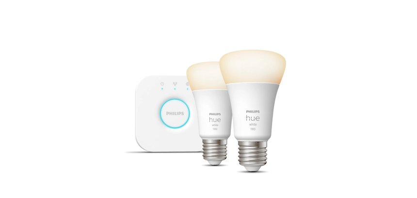 Philips Hue White Starter Kit Bridge + 2 Lampadine Smart E27 75W
