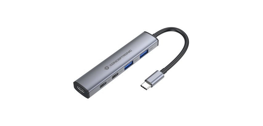 Conceptronic HUBBIES22G hub di interfaccia USB 3.2 Gen 1 (3.1 Gen 1) Type-C 5000 Mbit/s Grigio
