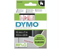DYMO Authentic D1 Labels | Red Print on White Tape | 12 mm x 7 m | Self-Adhesive Labels for LabelManager Label Makers | Made in Europe