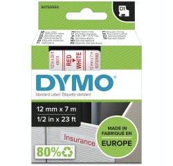 DYMO D1 etichette originali | Rotolo da 12 mm x 7 m | stampa Rossa su bianco | etichette autoadesive per etichettatrice LabelManager | 1 Pezzo