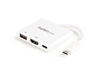 StarTech.com Adaptateur multiport USB-C vers HDMI 4K avec USB Power Delivery et port USB-A - Blanc