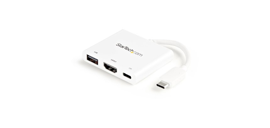 StarTech.com Adaptateur multiport USB-C vers HDMI 4K avec USB Power Delivery et port USB-A - Blanc