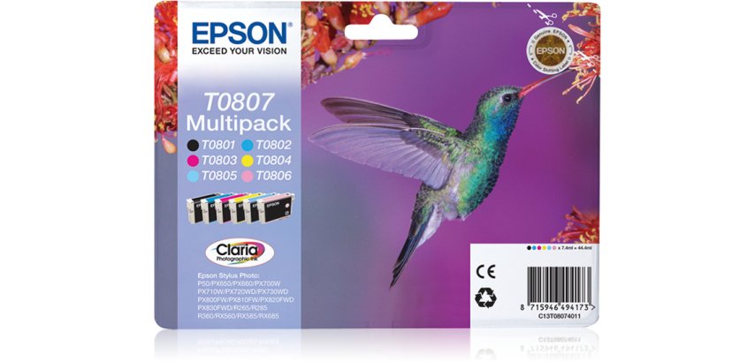 Epson Hummingbird Multipack 6-colours T0807 Claria Photographic Ink