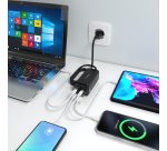 AISENS Cargador Sobremesa GaN 100W, 3x USB-C PD3.0 QC4.0 QC5.0, 1x USB-A QC3.0, Negro
