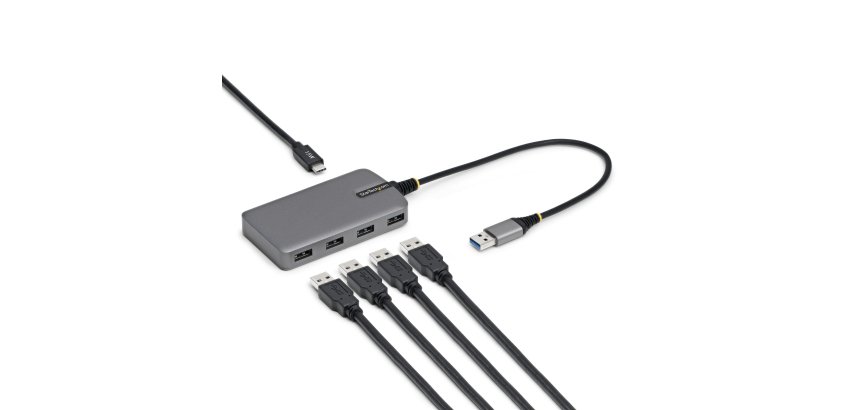 StarTech.com Hub USB-A 4 Ports, 5 Gbps, Alimenté par Bus, Hub USB-A vers 4 Ports USB-A avec Entrée d'Alimentation Auxiliaire USBC, Câble Hôte de 30 cm, Hub USB Portable pour PC de Bureau/Portable
