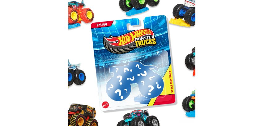 Hot Wheels Monster Trucks 1:64 Scale Die-Cast Toy Vehicle & 1 Crushed Car (Styles May Vary)