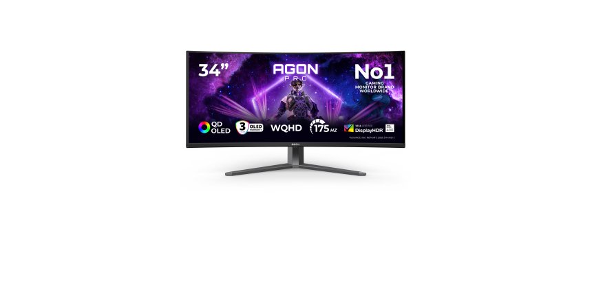 AOC AGON PRO AG346UCD computer monitor 86.4 cm (34") 3440 x 1440 pixels Wide Quad HD QD-OLED Black, Grey
