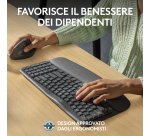 Logitech Wave Keys for Business, tastiera wireless ergonomica con supporto per i polsi imbottito, tecnologia Secure Logi Bolt, Bluetooth, compatibile con Windows/Mac/Chrome/Linux - Grafite