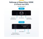 StarTech.com Rallonge et Répartiteur HDMI 4 Ports sur CAT6, 4K 60 Hz, Jusqu'à 70 m, Kit de Distribution HDMI 1x4 sur Ethernet avec IR et Alimentation par Câble
