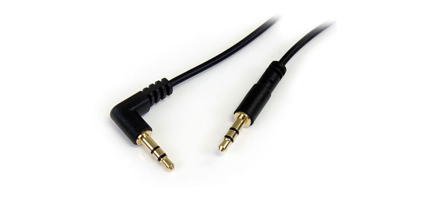 StarTech.com Câble audio slim Mini-Jack 3,5 mm vers Mini-Jack 3,5 mm coudé à angle droit de 1,8 m - M/M